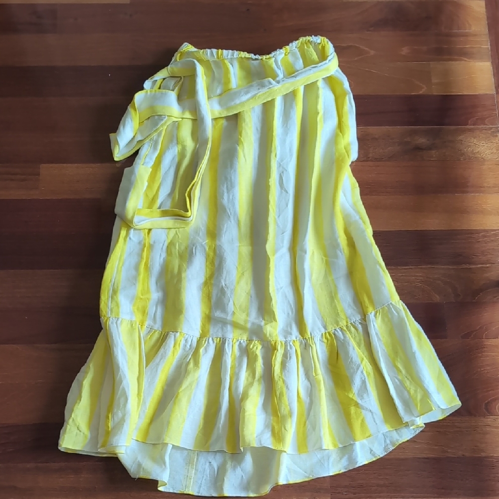 Tuckernuck Yellow and White Striped Maxi Skirt With Belt